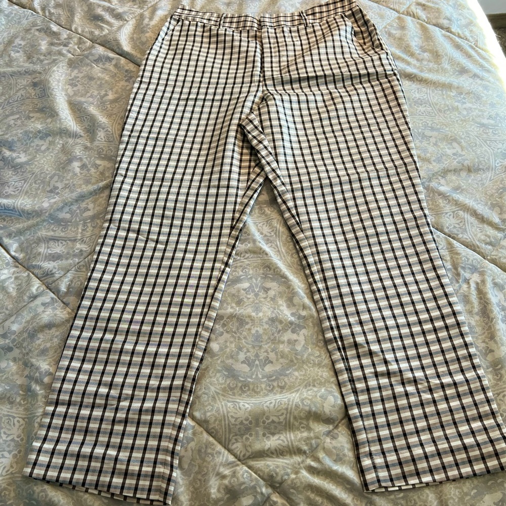 Express Black and White Plaid Straight Leg Pants